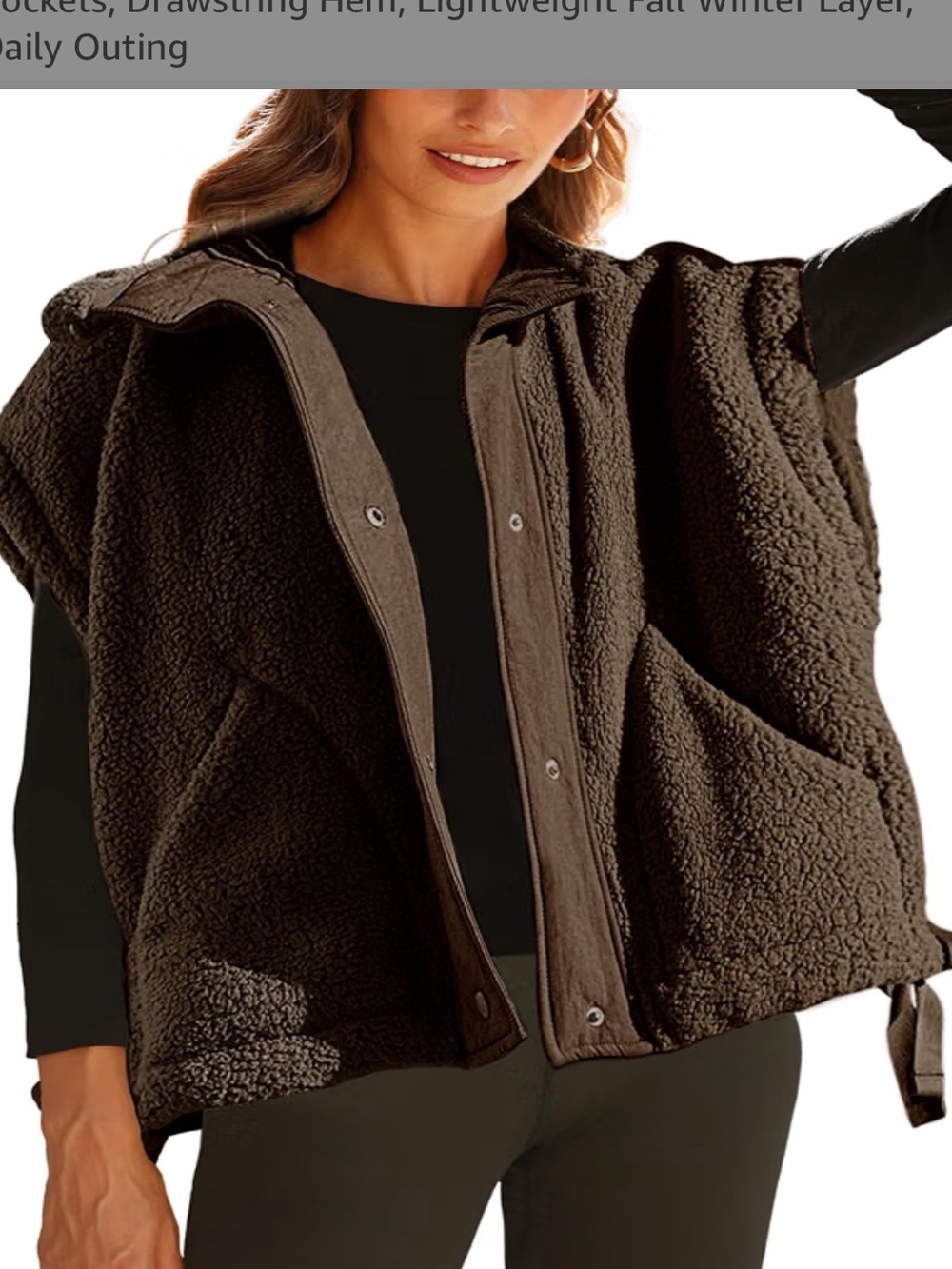 Women's Sherpa Vest Jacket - Dark Brown
